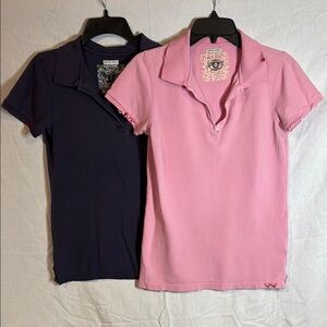 Set of 2 Old Navy Vintage Pink and Blue Button Down Shirts Classic Style